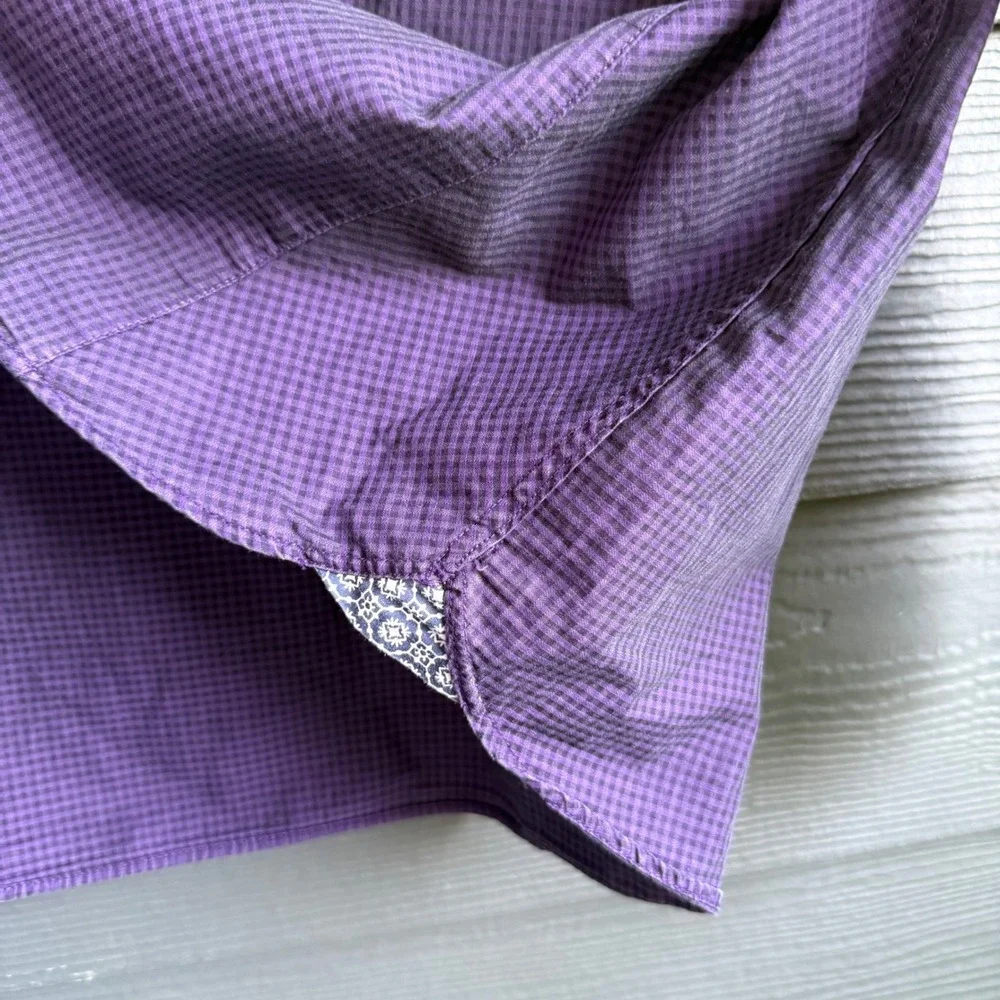 Ted Baker London Purple Check Dress Shirt 100% Cotton Button Front Size 4